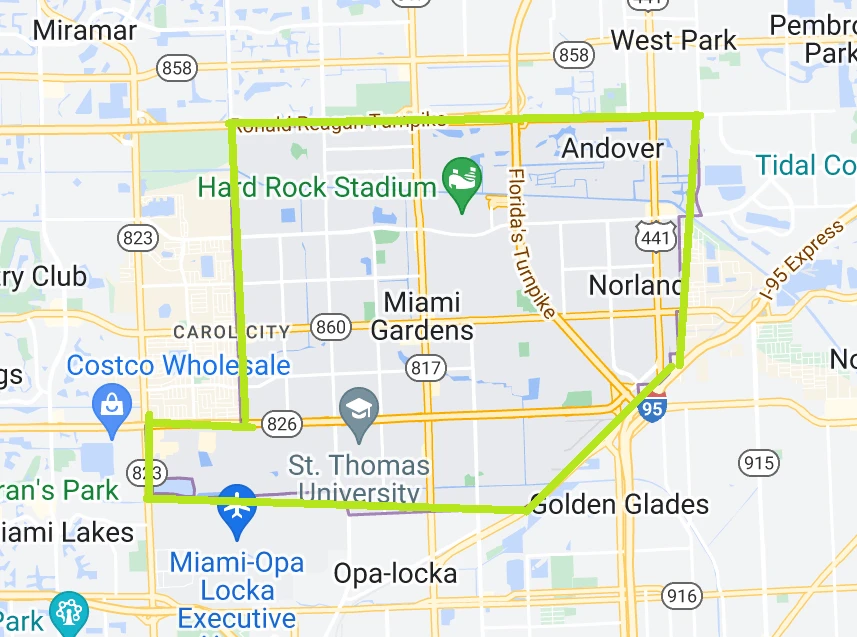 Miami Gardens Service Area Map