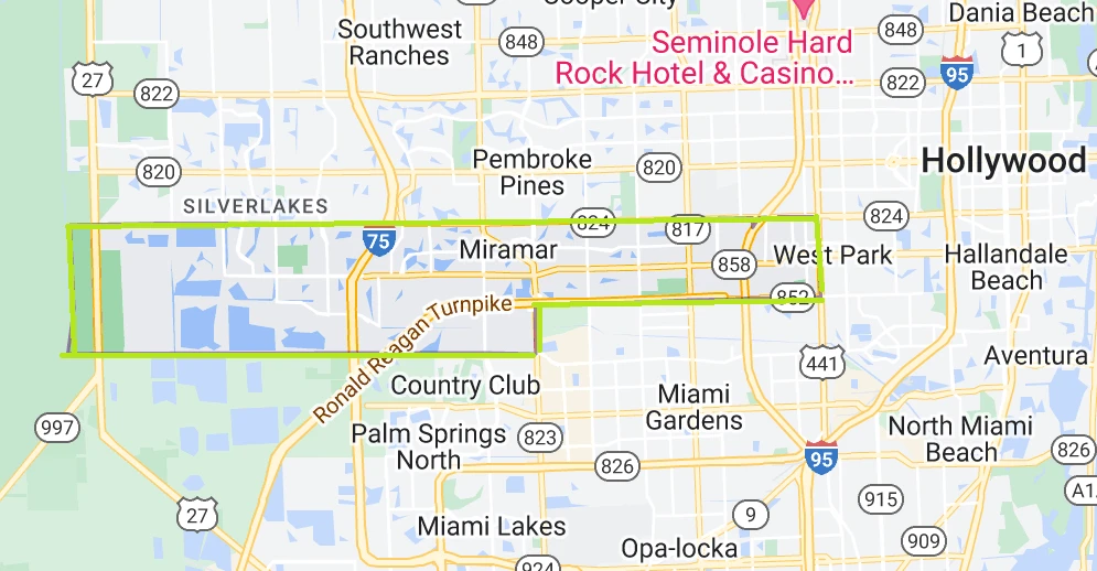 Miramar FL Service Area Map