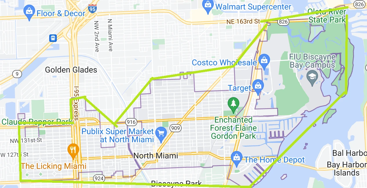 North Miami Service Area Map