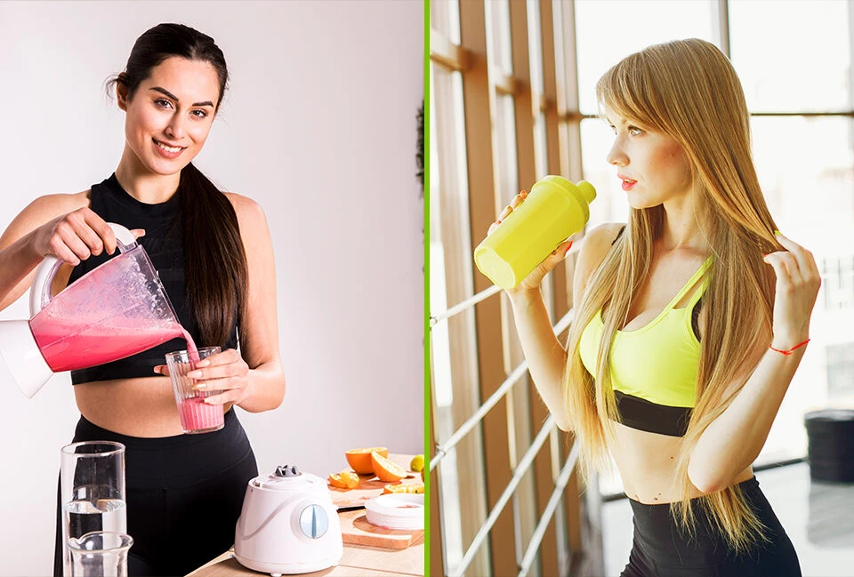 In this image girls are taking thier pre workout meal before thier exercise